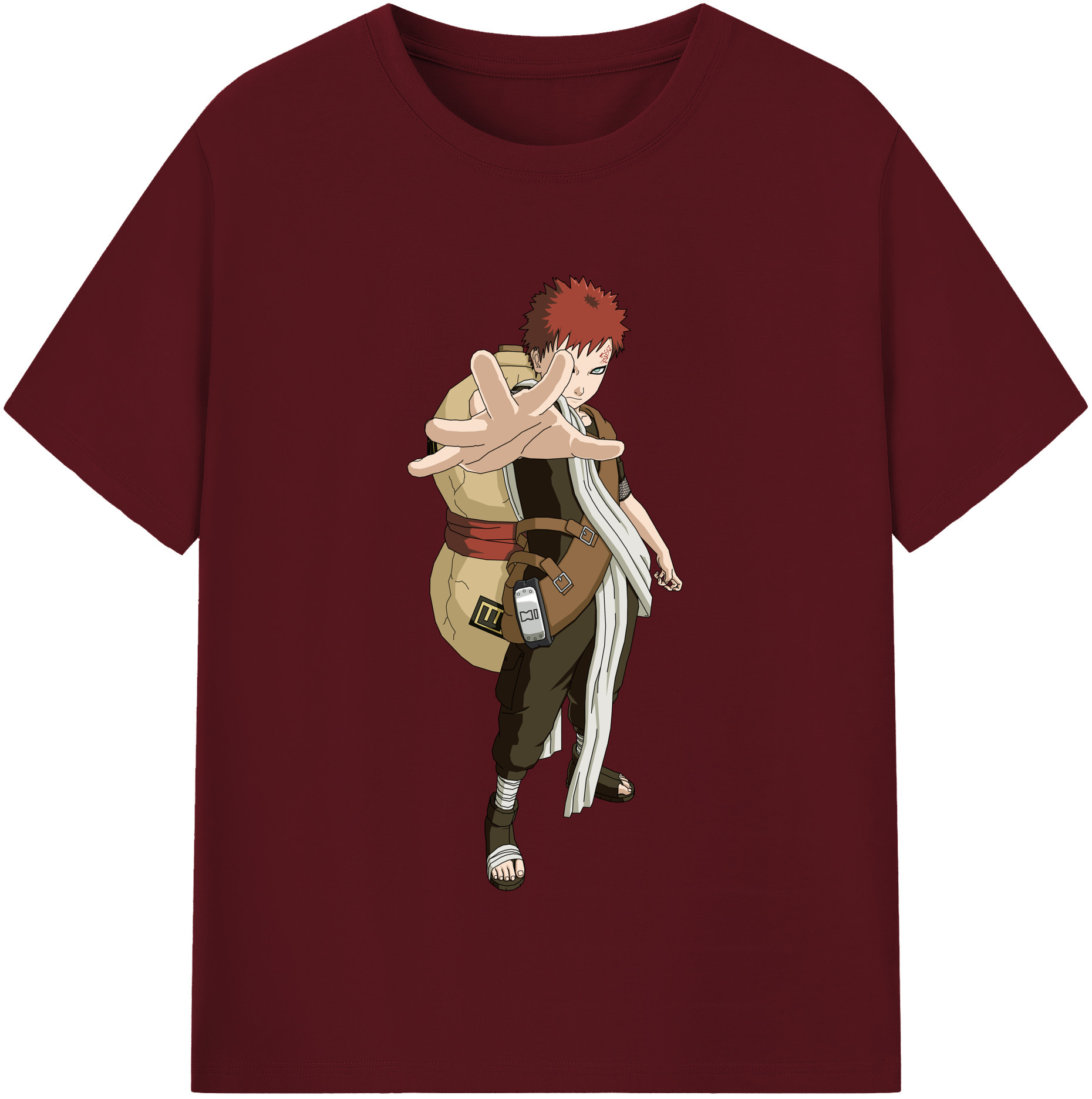 （画像用） NARUTO -ナルト- ガアラ Gaara 綿100％半袖Tシャツ（フロントプリント）